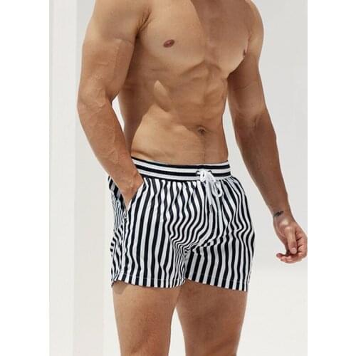 Striped swimwear men beach shorts pants loose leisure board shorts men swimwear sunga quick dry surf swimsuit man fitness briefs