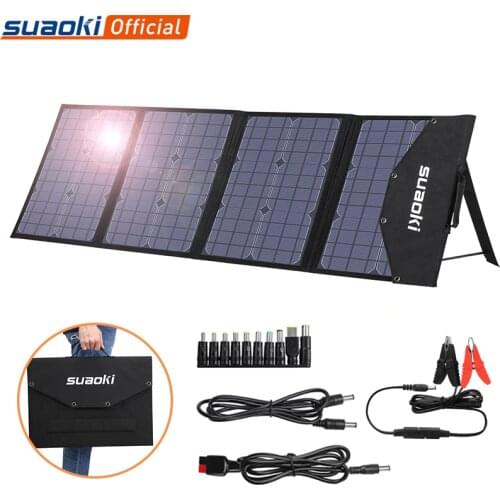 Suaoki New 100W Solar Panel Portable Foldable Sun Solar Charger Type-C USB DC Output for Outdoor Phone Tablet Laptop Car Battery