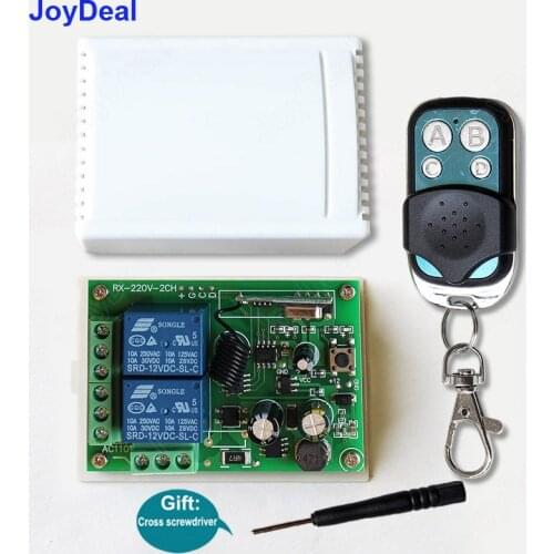 433 Mhz Universal 220V 2CH Wireless Remote Control Switch Relay Receiver Module 433Mhz RF 4 Button Remote Controls Light Switch