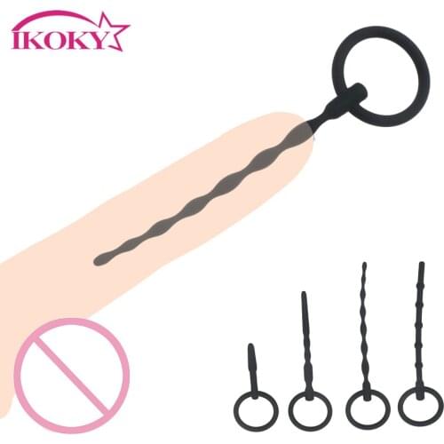 IKOKY Flexible Urethral Sound Penis Plug Machine Sex Toy for Men Man Cock Insert Catheter Dilator Adult Products Erotic Shop