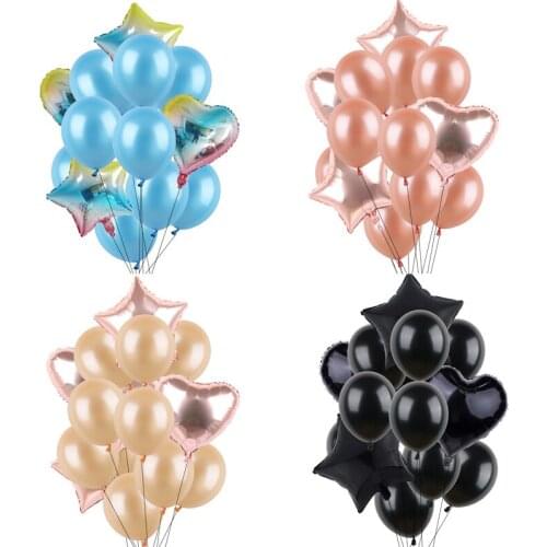 14Pcs/set 18inch Heart Star Foil Balloon 12inch Confetti Latex Balloons Birthday Wedding Party Decor Globos Accessories Supplies
