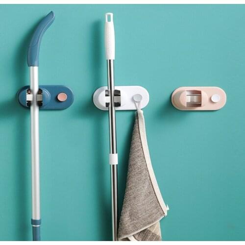 1Pc Seamless Stickers Mop Rack Kitchen Broom Rack Home Storage Rack Bathroom Suction Hanging Pipe Hooks Household Tools
