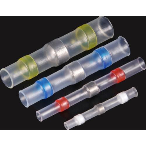 50PCS Solder Seal Wire Connectors Waterproof Heat Shrink Butt Connectors Electrical Wire Terminals Insulated Butt Splices