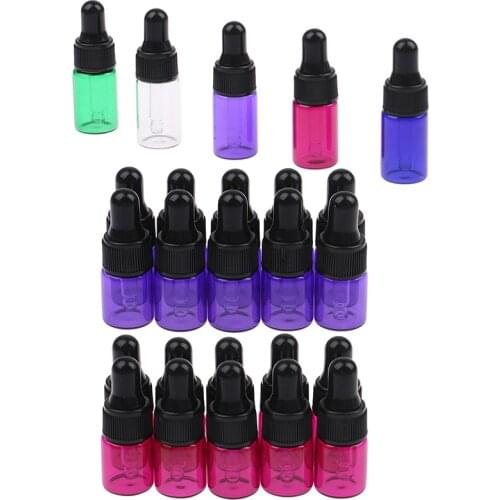 10pcs 1ml/2ml/3ml Empty Clear Amber Glass Dropper Bottle With Pipette Refillable Essential Oils Travel Bottle Container Makeup