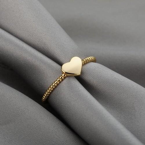2021 Trend Minimalism Fashion Womens Simple Heart Shape Couple Ring Female Vintage Jewelry Accessories Free Shipping Girl Gift
