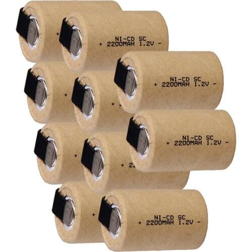 Real capacity 10 pcs SC battery 1.2V NICD 2200mah SUBC batteries for electric drills power tools for CASALS for BOSCH for MAKITA