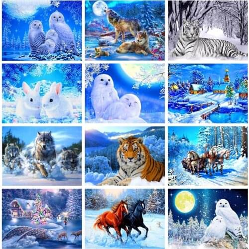 5d DiY Full Diamond Painting Wolf Tiger Owl Animal Picture Needlework Diamond Embroidery Cross Stitch Kits Mosaic Home Decor Art