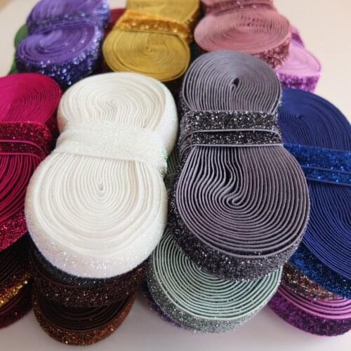 5 Yards Glitter elastic bands 5/8'' FOE Sewing Elastic Fabric DIY Garment accessories Hair Elastic Headband Hair bow