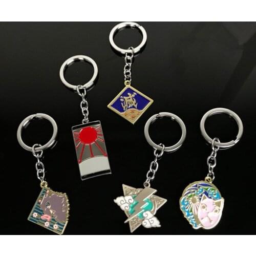 Anime Demon Slayer Metal Keychain Kimetsu No Yaiba Cartoon Kamado Tanjirou High Quality Keyring Pendant Gift Cosplay Jewelry