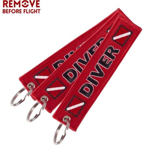 REMOVE BEFORE FLIGHT Embroidery DIVER Keychain Car Porte Clef Bijoux for Motorcycles Gift Porte Clef Cool Keychains 3 PCS/LOT