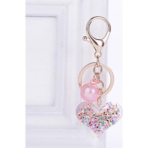 Fashion Transparent Heart Keychain For Women Key Cute Sequins Car Key Chain Quicksand Sequin Pendant Girlfriend Gift Key Ring