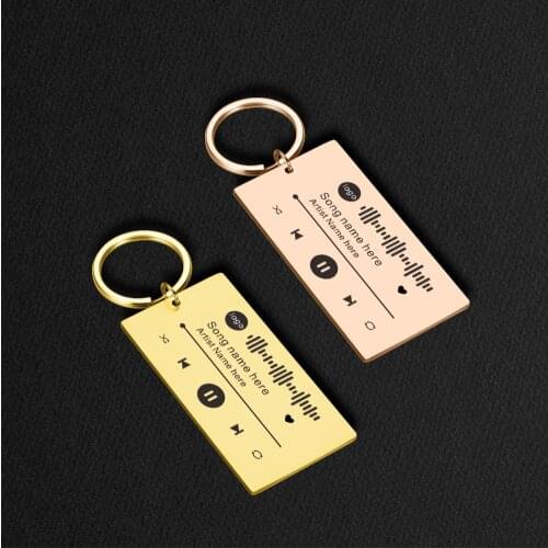 Personalized Music Spotify Code Keychain for Women Men Stainless Steel Keyring Custom Laser Engraving Music Rings Jewelry