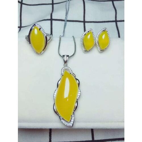 C7#925 silver inlaid natural chalcedony set