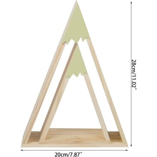 Wooden Triangle Wall Frame DIY Wall Hanging Storage Book Shelves Rack Home Decor Shelf for Kids Baby Children Room