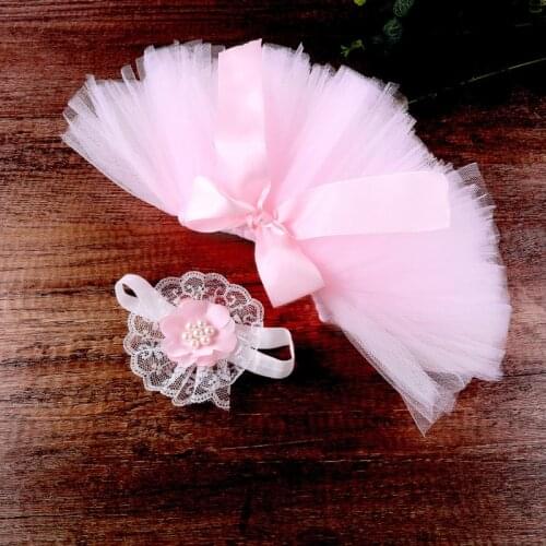 Baby Mesh Tutu Dress Headband Set Newborn Photography Props Clothes Headdress Kit Infants Photo Shooting Accessories D08C