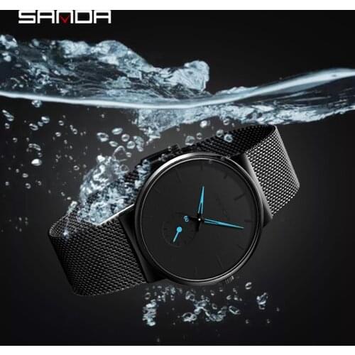 Dropship Fashion Simple Design Waterproof Stainless Steel Mesh Small Dial Men Watches Top Brand Luxury Quartz relogio masculino