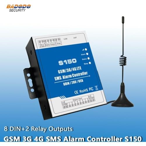 GSM 3G 4G Cellular RTU SMS Alarm Controller Relay Switch Industrial IoT Monitoring System in-built watchdog S150 8DIN 2Relay