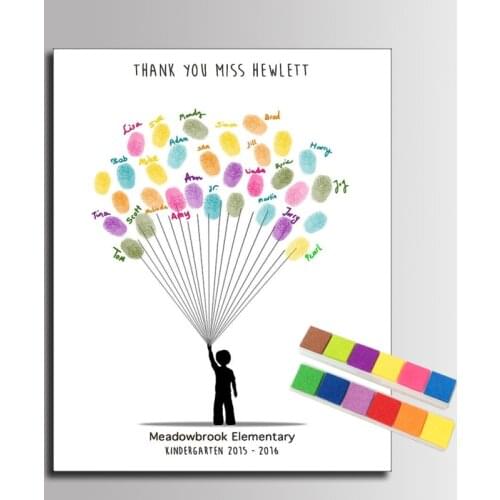 Personalized Wedding gift Graduation Fingerprint canvas painting Guest Book Alternatives Party Signature Book Canvas Painting