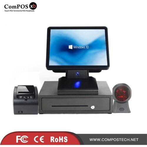 Composxb pos 15+12 inch cash register touch screen pos systems with cash drawer