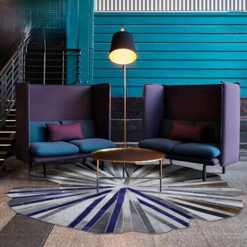 Lotus Leaves Colourful Cowhide Patchwork Rug , Big Size Genuine Cow Skin Fur Carpet, Decorative Living Room Rug SALES