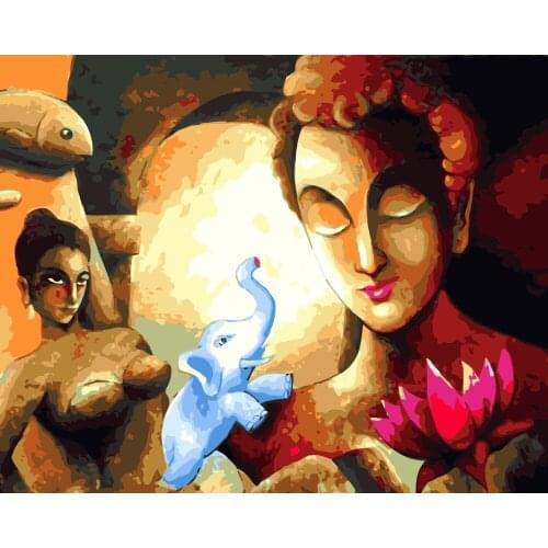 MaHuaf-j012 Watercolor Buddha Painting Coloring by Numbers Oil Painting Hand-painted Paint by number art picture for home Decor