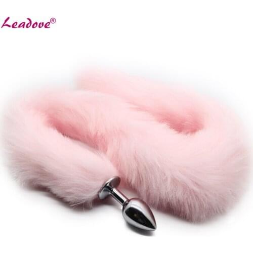 Small Size Steel Metal Butt Plug Suppository Gem Stimulation Anal Sex Products 4 Color 80cm Tail Sex Toys for Women GS0165