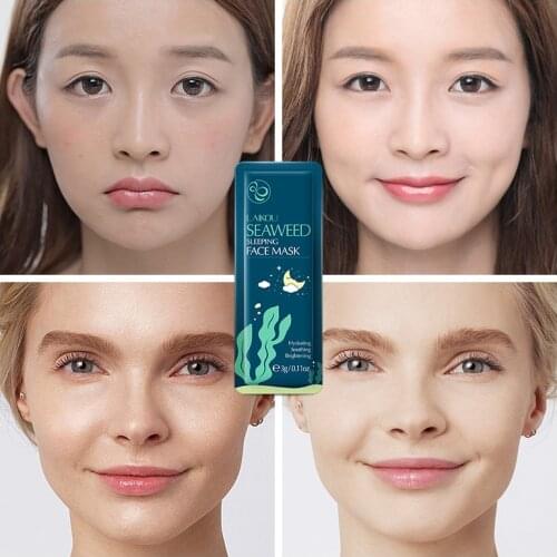 5PCS Sakura Snail Seaweed Matcha Moisturizing Sleeping Mask Cream Portable Face Mask Anti Wrinkle Hydrating Nourishing Skin Care