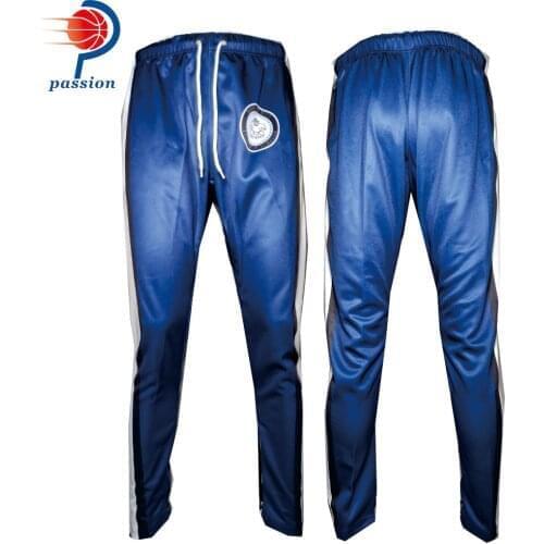 MOQ 5pcs $30 each Mens Blue White Custom Brand Sport Pants With Drawstring