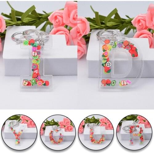 Fashion Keychains A-Z Letters Initial Plastic Key Chains Rings Handbag Pendant Cute Car Keyring Charm Bag Accessories Gifts