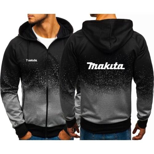 2021 Mens Makita Spring Autumn Print Hoodies Zipper Jackets Man Sweatshirts Casual Gradient Color Comfortable Coats