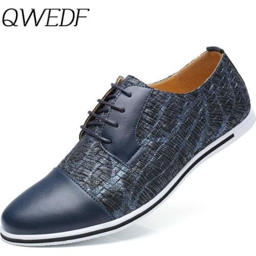 2019 autumn New Fashion Men Shoes Men Patchwork PU Leather Shoes Male Casual Breathable Shoes big Size Zapatos Hombre C1-64