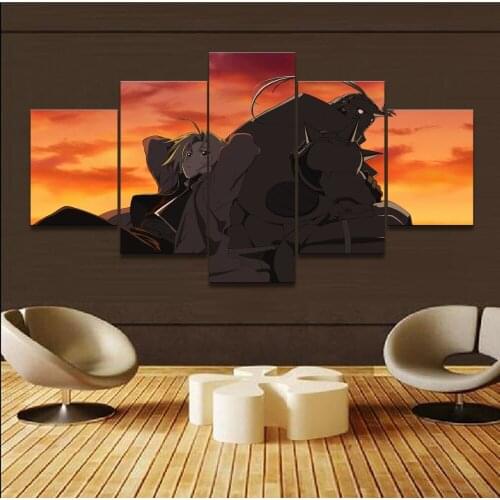 Canvas Wall Art HD Prints Pictures Home Decor Framework 5 Piece Anime FullMetal Alchemist Alphonse Elric Edward Paintings Poster