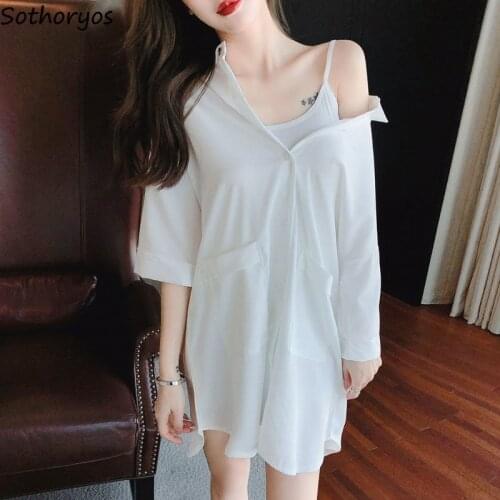 Nightgowns Women Breathable Chiffon Loose Solid Sexy Ulzzang Single-breasted Turn-down Collar Womens Sleepwear Sleepshirts New