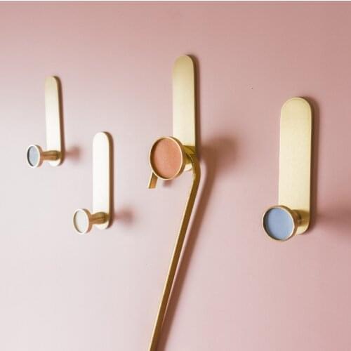 Nordic creative design brass decoration nail-free hook free punch bathroom hook porch door hanger hook Leather Hook