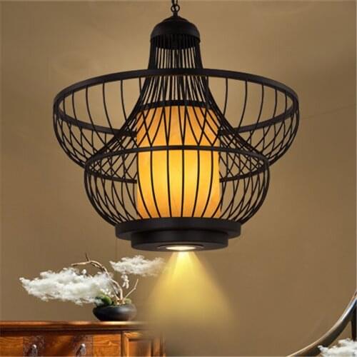 New Chinese Antique Iron Bird Cage Pendant Lights Living Room Kitchen Lamp Bedroom Restaurant Hotel Room Hanging Lights Fixtures