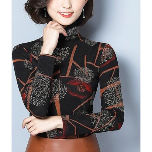 Outono e Inverno 2019 Mulheres Casuais Blusas de Gola Alta Manga Longa Elegante Mulheres Moda VestuArio Mulheres