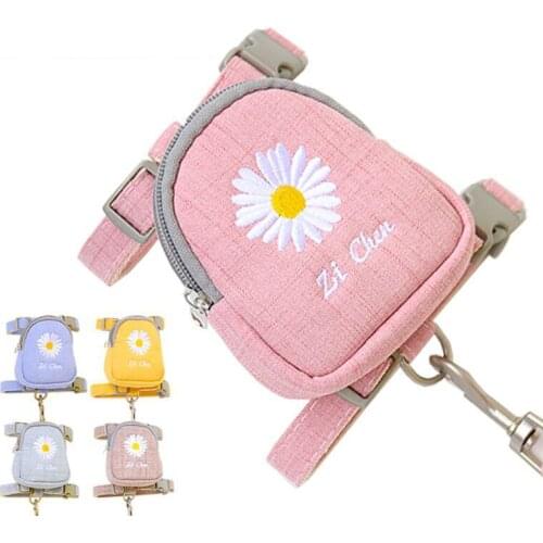 Dog Harness Cat Leash Set Snack Bag Soft Keep Warm Embroidery Cat Harnesses Leash for Small Medium Dogs Vest Outdoor Walking