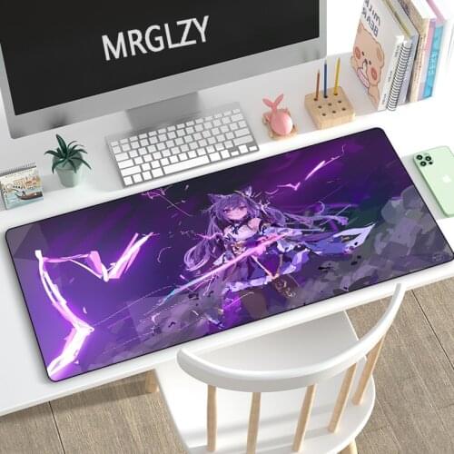 MRGLZY Sexy cute Anime Girl Keqing Mouse Pad Genshin Impact Gamer Large DeskMat Computer Gaming Peripheral Accessories MousePad