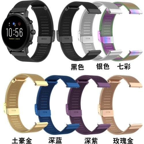 22mm Metal Straps for Fossil Gen 5 Hybrid Mens Sport Stainless Steel Replacement Watch Bands Wristband Smartwatch Bracelet