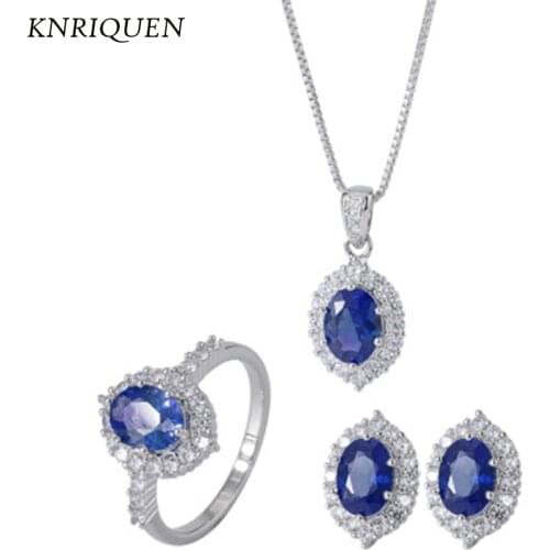Retro Sapphire Tanzanite Pendant Necklace Earrings Ring 925 Sterling Silver Wedding Fine Jewelry Sets Birthday Gift for Women