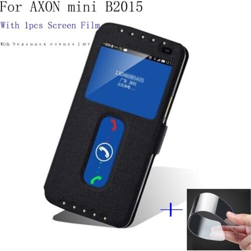 Luxury Smart View window leather case For ZTE AXON mini B2015 cover shell phone cases AXONmini B 2015 flip case back cover