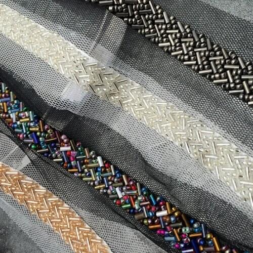 15mm wide handmade DIY double-row horoscope beaded webbing rice bead lace garment accessories