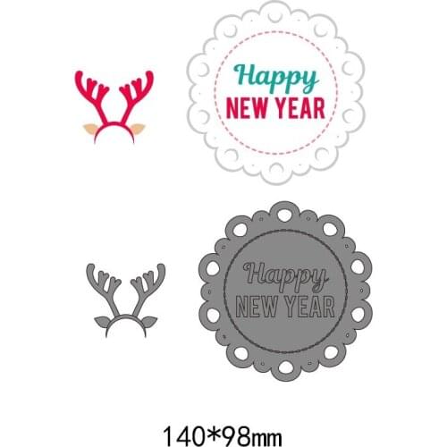 Happy New Year Carbon Cutting Die Stamp Scrapbooking Decoretive Household products Embossing Stencial Home Decoration