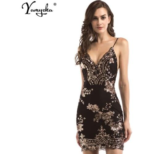 Sexy Black Gold Sequins Summer Dress Women Evening streetwear bodycon Party dress elegant Luxury Night club Dresses vestidos N