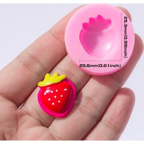 YF118 Strawberry Silicone Mold - Cake Decorating Miniaturesweet Chocolate Fondant Resin Pendant Jewelry Charm