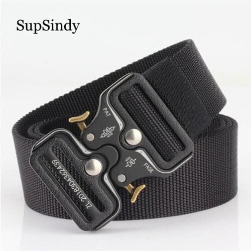 SupSindy Men canvas belt Quick release Metal buckle nylon Training belt military Army tactical belts for Women Jeans male strap