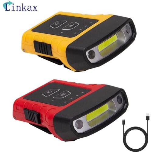 5 Modes LED Headlight COB Cap Light 2 in 1 Super Bright Built-in Recharge Battery Flashlight Camping Waterproof Forehead Torch