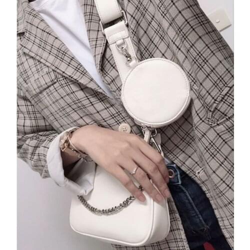 Women Bag PU Bucket Chains Fashion Solid Zipper Shoulder Bag Handbag Purse Crossbody Bags For Women Luxury