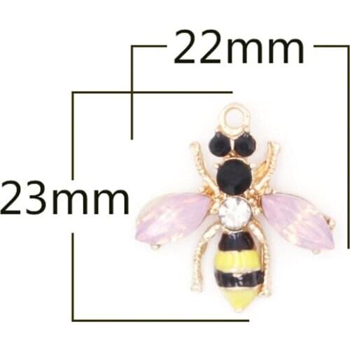 10pcs/lot Crystal Bee Rhinestone Dangle Handmade Charms Pendant DIY for Bracelet Necklace Bag