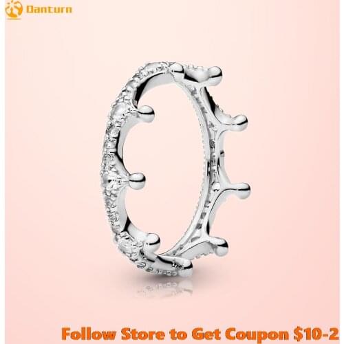 925 Sterling Silver Women Rings Clear Sparkling Crown Rings for Women Jewelry Wedding